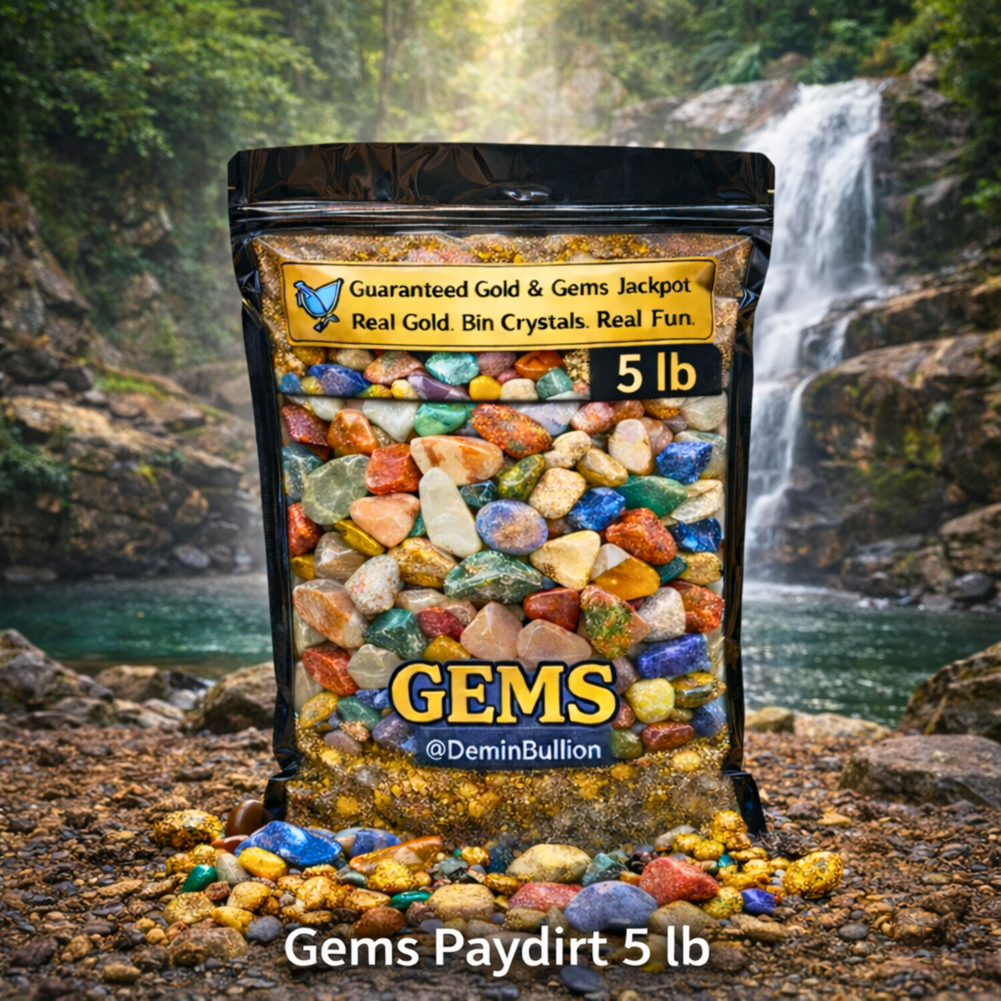 5 lb gemstone paydirt bag filled with colorful authentic crystals for panning