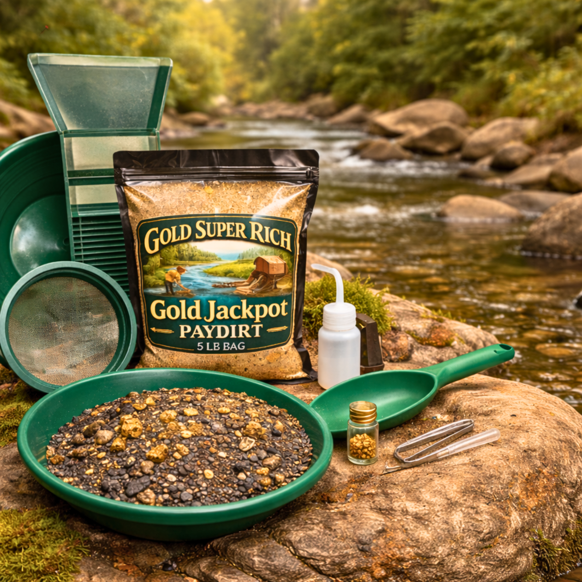 Educational gold panning kit combining STEM learning and real gold discovery