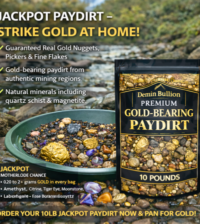 Jackpot gold paydirt product image highlighting real gold flakes and nuggets