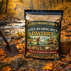 Large volume gold-bearing paydirt designed for serious prospecting practice