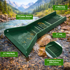 Mini sluice box gold recovery system showing riffles and modular gold prospecting design