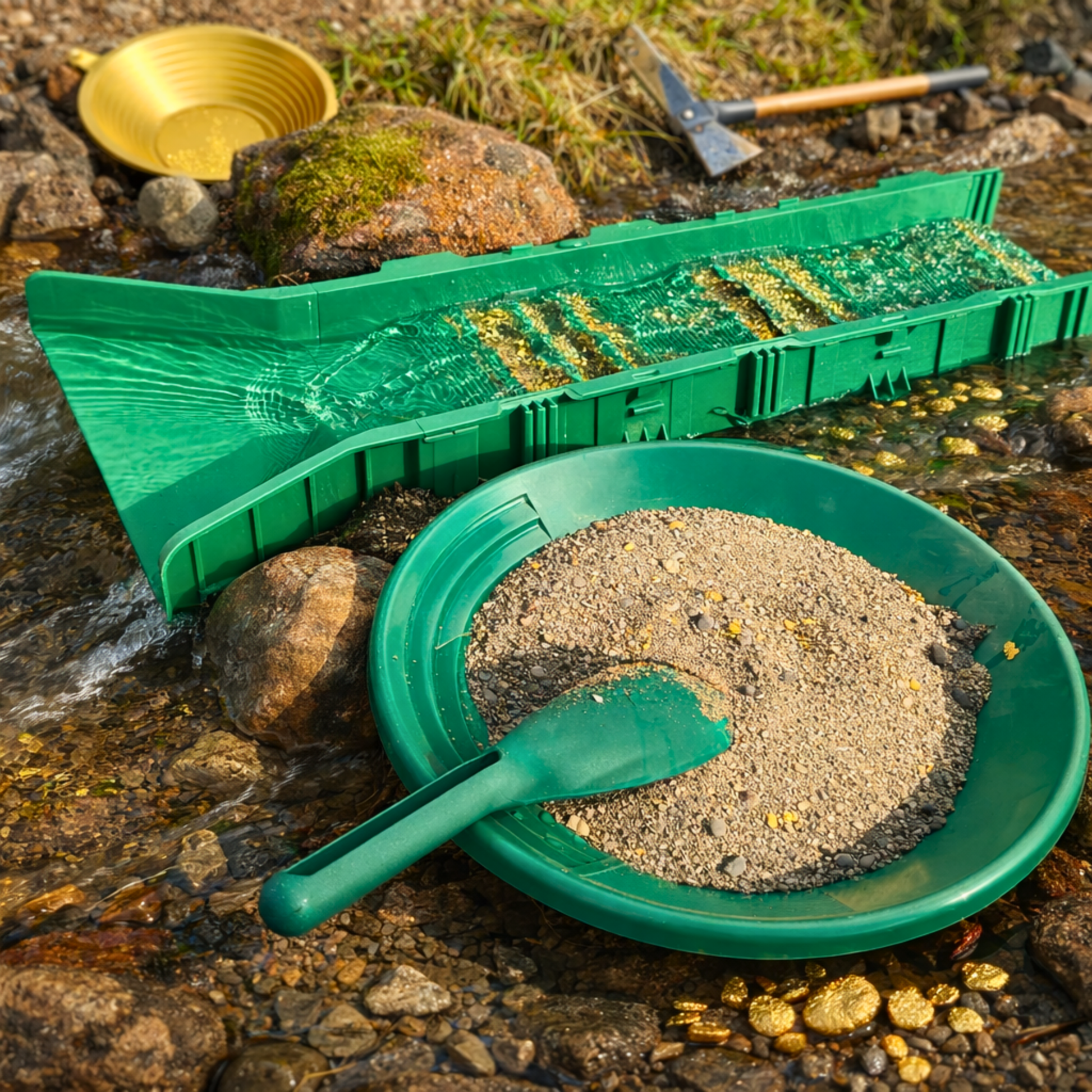 Complete gold prospecting kit for paydirt and creek mining